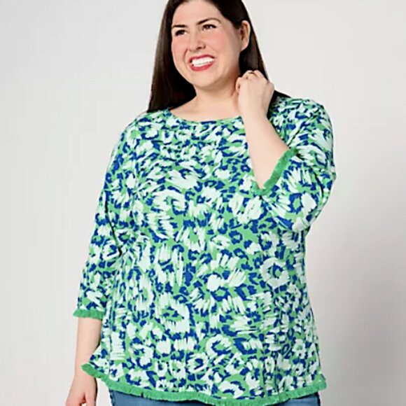 Belle by Kim Gravel TripleLuxe Knit Fierce Fringe Top Size 2X - Picture 1 of 12